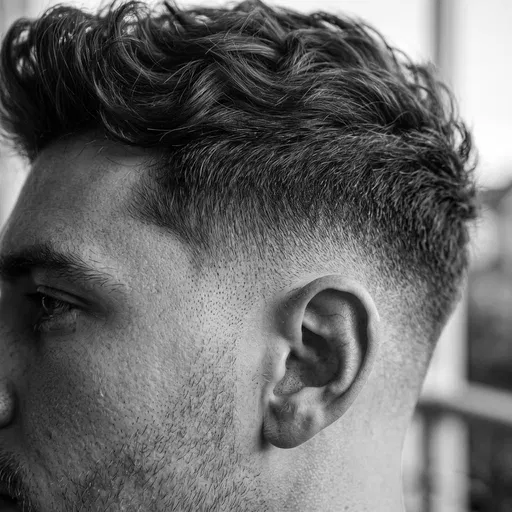 Monochrome Close-Up of Men's Taper Fade