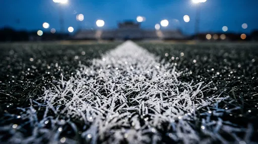 Macro View of White Stadium Turf Line