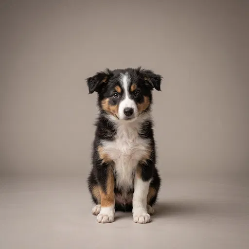 Tricolor Border Collie Puppy Studio Portrait