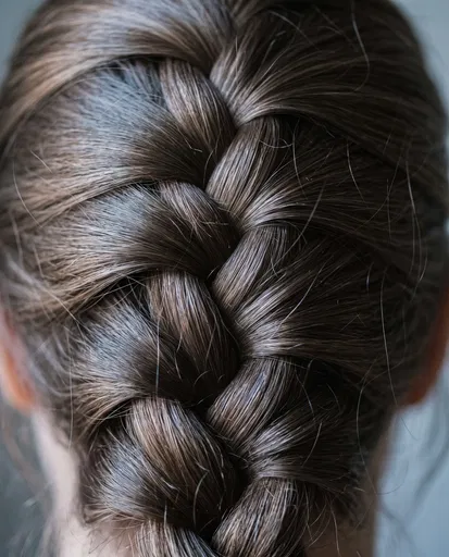 Close-Up of Ash-Brown French Braid