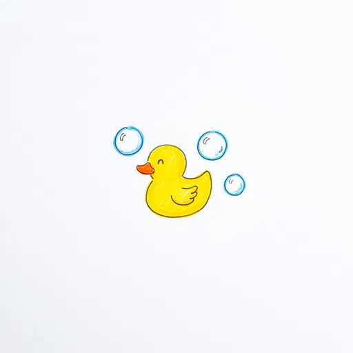 Hand-Drawn Yellow Rubber Duck Doodle