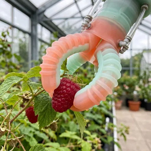 Soft Robotic Gripper Picking Ripe Raspberry