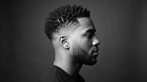 Monochrome Profile Portrait of Man with Fade