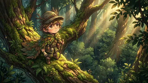 Chibi Forest Ranger on Mossy Branch