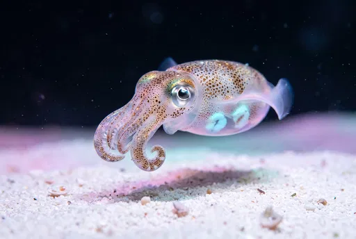 Bioluminescent Bobtail Squid Over Sand