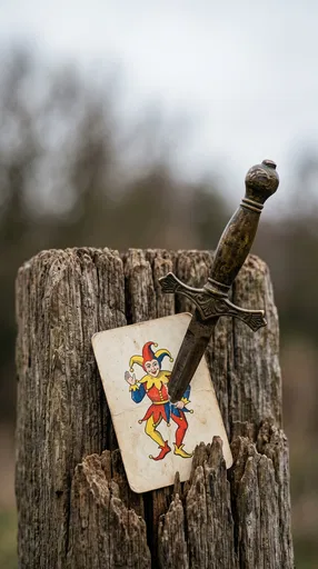 Joker Playing Card Pinned by Dagger