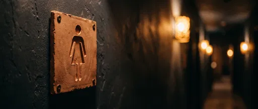Terracotta Women's Restroom Sign on Dark Wall