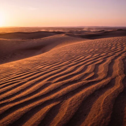 Golden Sunset Light on Sand Dune Ripples