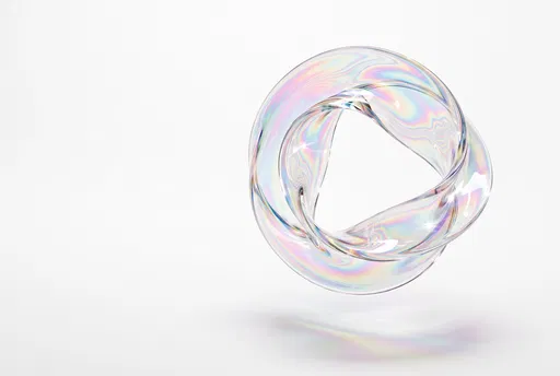 Iridescent Twisted Mobius Ribbon on White