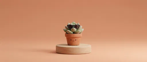 Cute Potted Succulent With Sunglasses on Podium