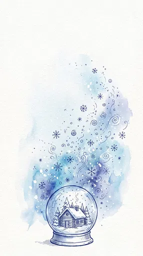 Blue Watercolor Snow Globe With Log Cabin