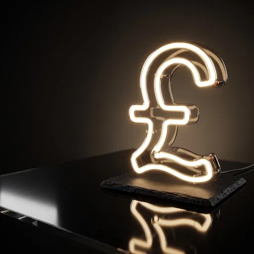 Glowing Neon British Pound Sign