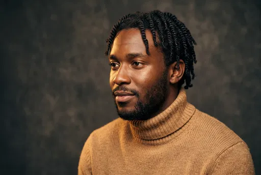 Studio Portrait of Young Man in Turtleneck