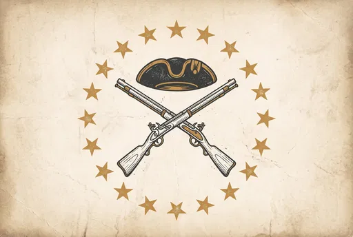 Vintage Tricorn Hat and Crossed Muskets Emblem