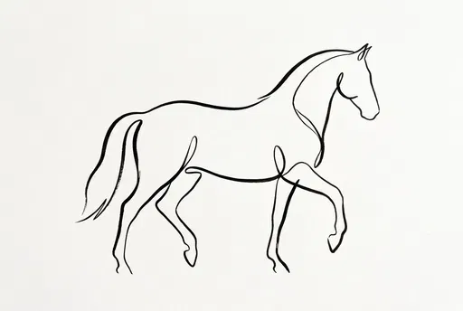 Minimalist Line Art Horse in Profile