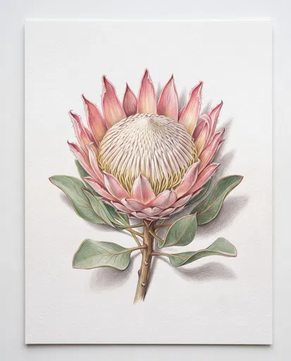 Colored Pencil Drawing of King Protea