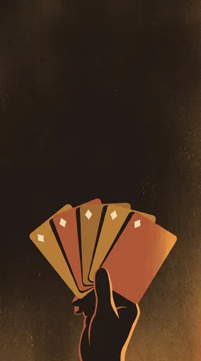Minimalist Hand Holding Five Diamond Cards
