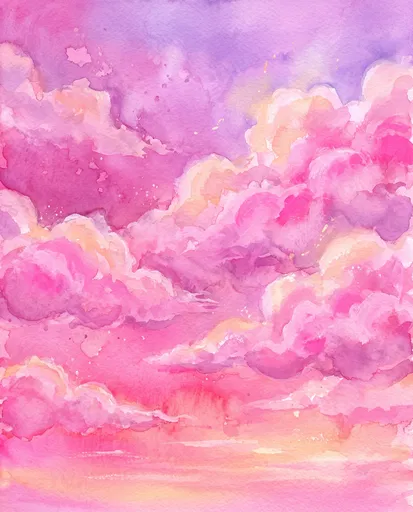 Pink and Purple Watercolor Clouds Background