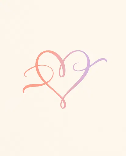 Pastel Gradient Calligraphic Heart Outline