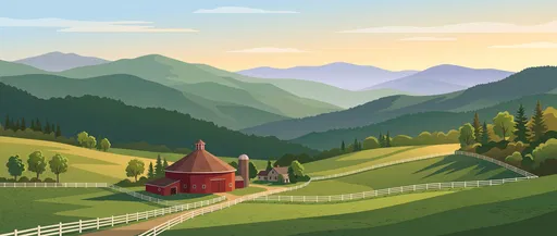 Red Round Barn in Mountain Valley