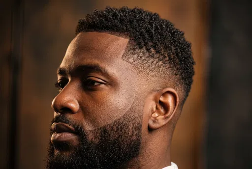 Man With Short Curly Fade Haircut