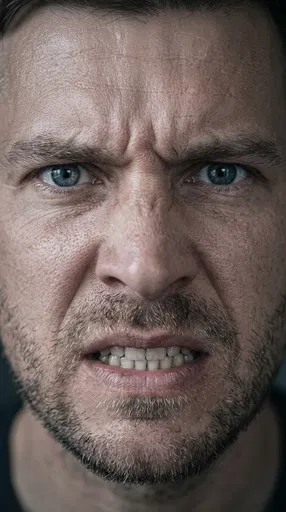 Extreme Close-Up Portrait of Furious Man