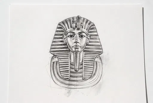 Graphite Pencil Sketch of King Tut Mask