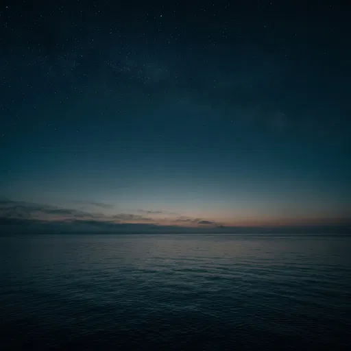 Starry Twilight Sky Over Calm Ocean