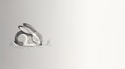 Minimalist Sleeping Rabbit Monochrome Illustration