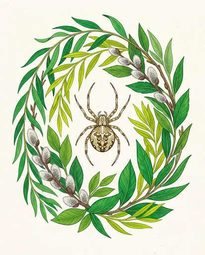 Orb-Weaver Spider in Willow Branch Wreath
