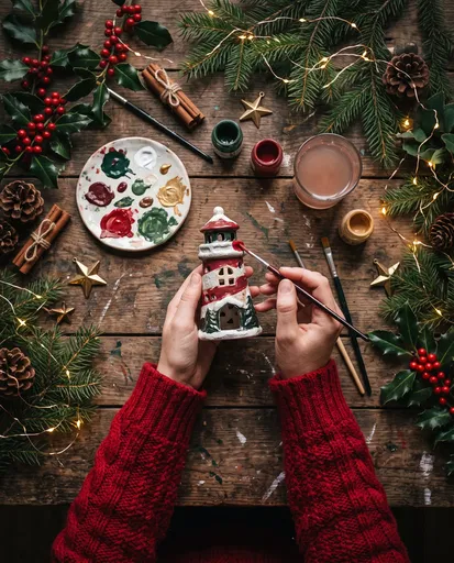 Hands Painting Ceramic Christmas Lighthouse