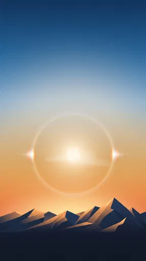 Minimal Geometric Mountains With Solar Halo