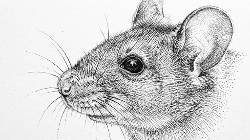Stippled Ink Drawing of Mouse Profile