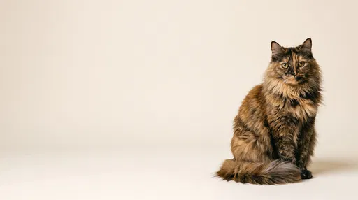 Longhaired Tortoiseshell Cat Studio Portrait