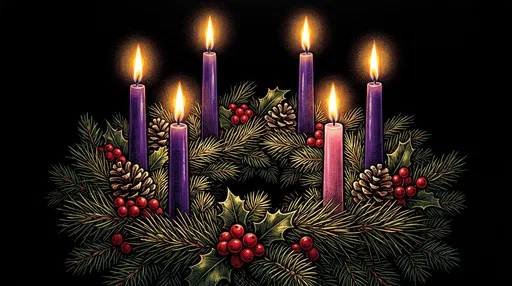 Scratchboard Advent Wreath With Glowing Candles