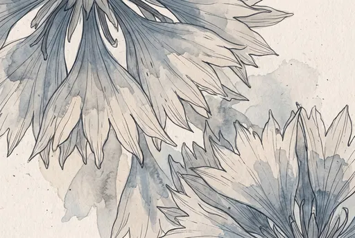 Minimalist Blue Cornflower Watercolor Line Art
