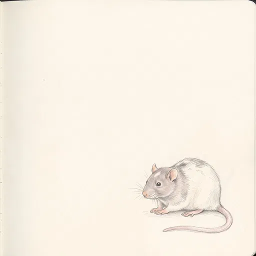 Delicate Colored Pencil Sketch of Hooded Rat