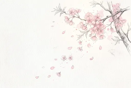 Watercolor and Graphite Cherry Blossom Sketch
