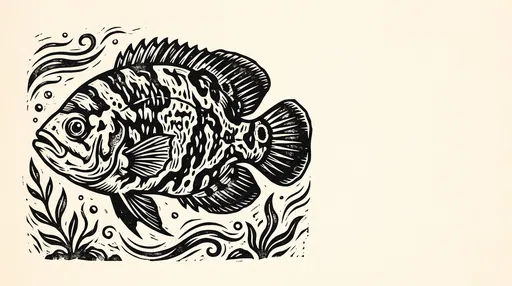 Linocut Tiger Oscar Fish Illustration