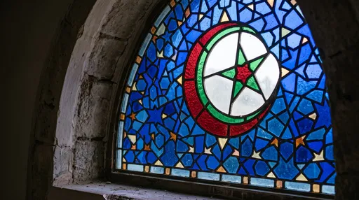 Stained Glass Window with Crescent Motif