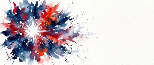 Red and Blue Watercolor Starburst Banner