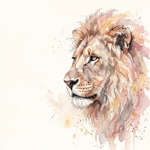 Watercolor Portrait of Scarred Lion