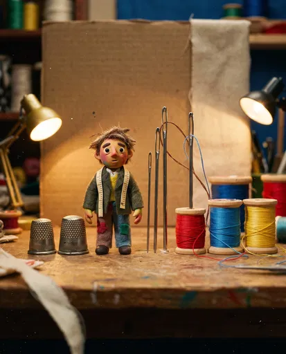 Claymation Tailor Apprentice With Sewing Supplies