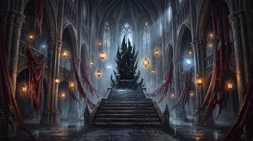 Dark Gothic Cathedral Throne Room Illustration