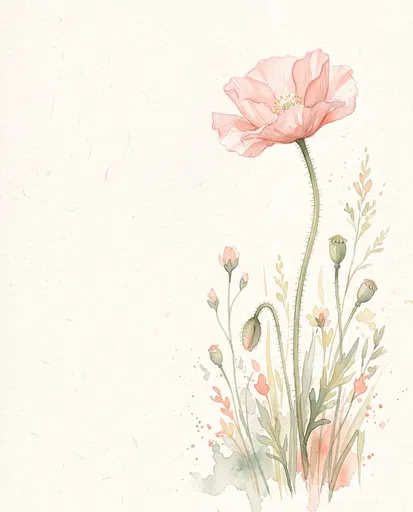 Watercolor Blush Pink Poppy Illustration