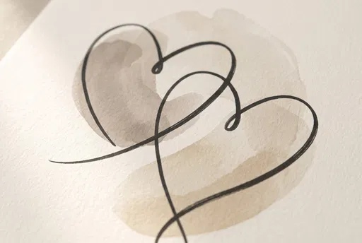 Minimalist Intertwined Line Art Hearts