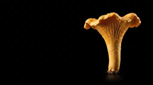 Golden Chanterelle Mushroom on Black Background