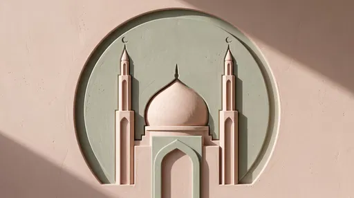 Pastel Plaster Mosque Relief Emblem