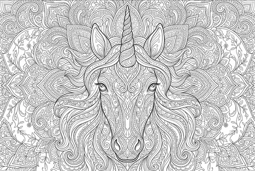 Intricate Unicorn Mandala Coloring Page