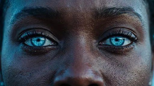 Close-Up of Dark Skin and Blue Eyes
